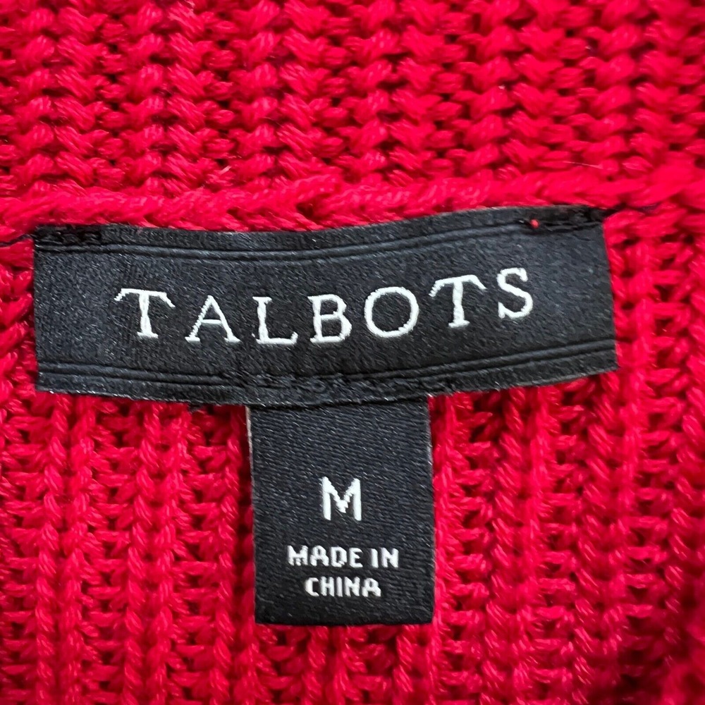 Talbots Red Cotton Blend Ribbed Knit Sweater Medium Cowl Neck Knit Pullover‎ Top - Picture 3 of 12